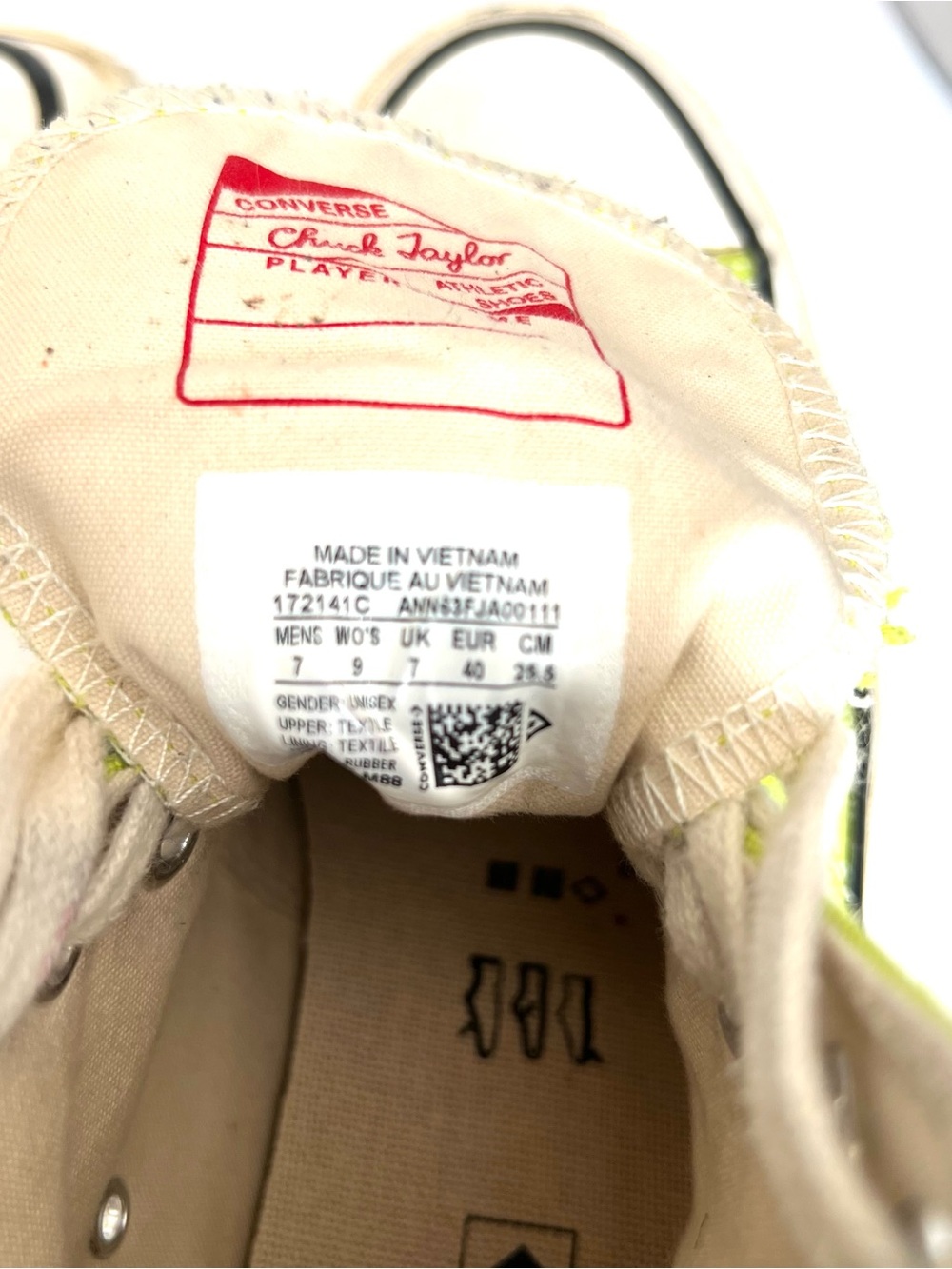 Chuck Taylor Converse High Top Sneakers - Neon Lime Canvas Unisex Men 7 Women 9 - Picture 8 of 11
